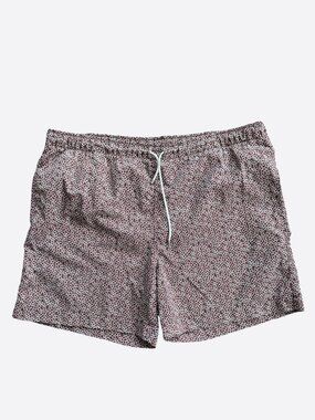 Hermes Burgundy & White Chain Link Patterned Swim Shorts